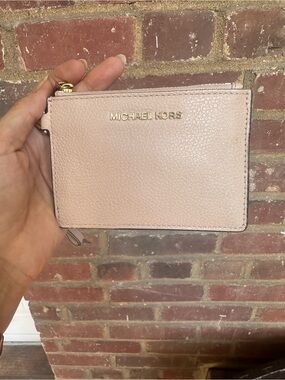 Michael Kors Pale Blush Leather Zip Card Wallet